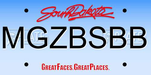 MGZBSBB South Dakota License Plate