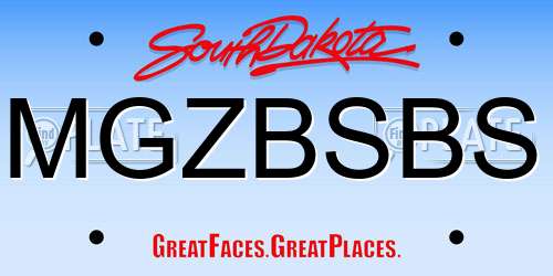 MGZBSBS South Dakota License Plate