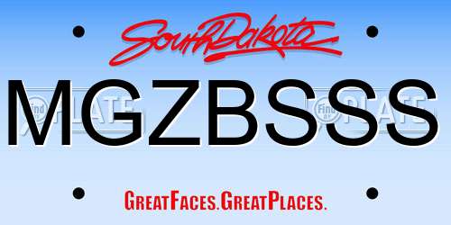 MGZBSSS South Dakota License Plate