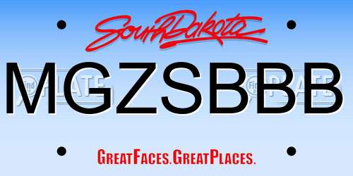 MGZSBBB South Dakota License Plate