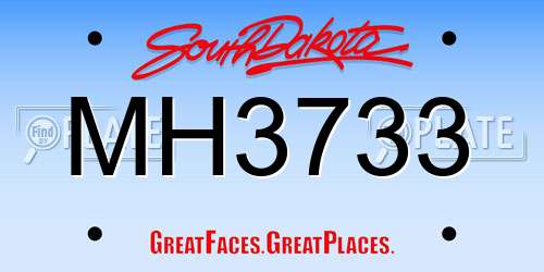 MH3733 South Dakota License Plate