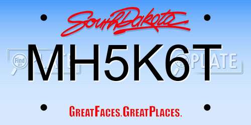 MH5K6T South Dakota License Plate