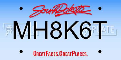 MH8K6T South Dakota License Plate