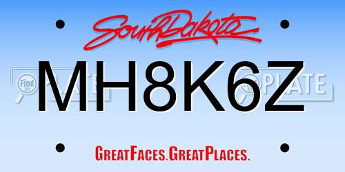 MH8K6Z South Dakota License Plate