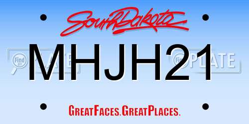 MHJH21 South Dakota License Plate