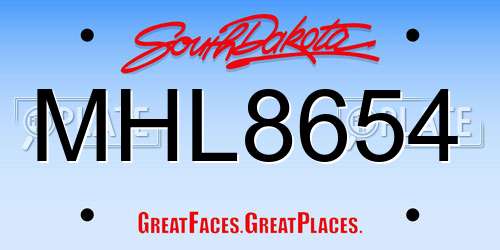 MHL8654 South Dakota License Plate