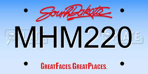 MHM220 South Dakota License Plate