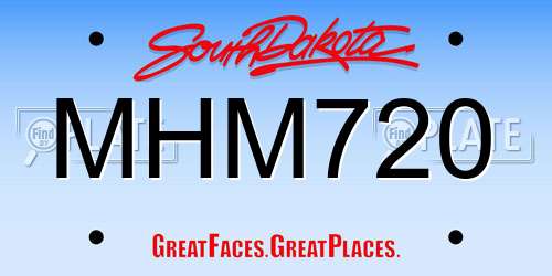 MHM720 South Dakota License Plate