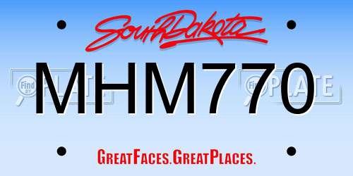 MHM770 South Dakota License Plate