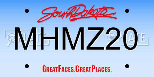 MHMZ20 South Dakota License Plate