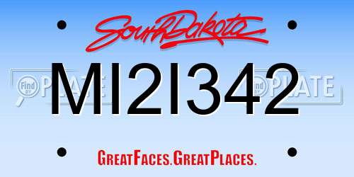 MI2I342 South Dakota License Plate