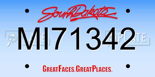 MI71342 South Dakota License Plate