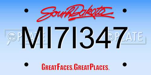 MI7I347 South Dakota License Plate