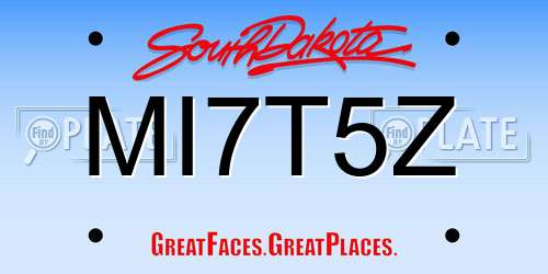 MI7T5Z South Dakota License Plate