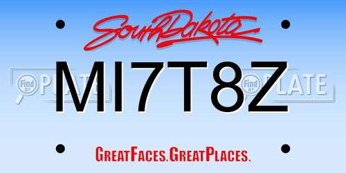 MI7T8Z South Dakota License Plate