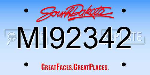 MI92342 South Dakota License Plate