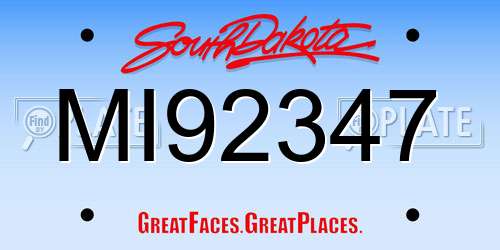 MI92347 South Dakota License Plate