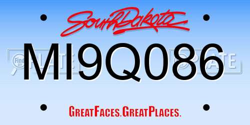 MI9Q086 South Dakota License Plate