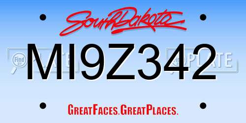 MI9Z342 South Dakota License Plate