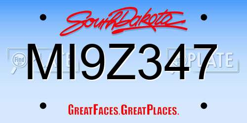 MI9Z347 South Dakota License Plate