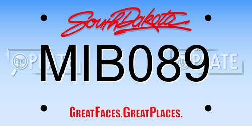 MIB089 South Dakota License Plate