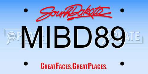 MIBD89 South Dakota License Plate