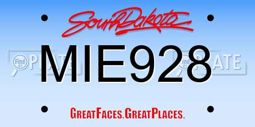 MIE928 South Dakota License Plate