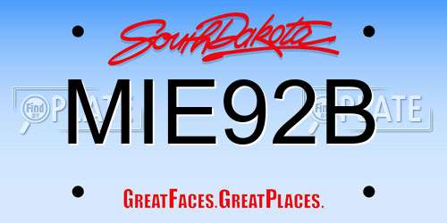 MIE92B South Dakota License Plate