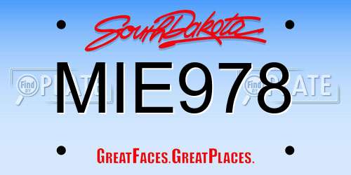 MIE978 South Dakota License Plate