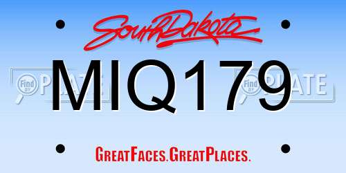 MIQ179 South Dakota License Plate