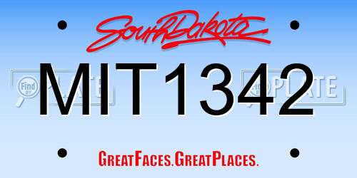 MIT1342 South Dakota License Plate