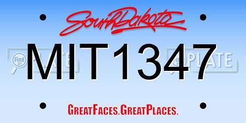 MIT1347 South Dakota License Plate