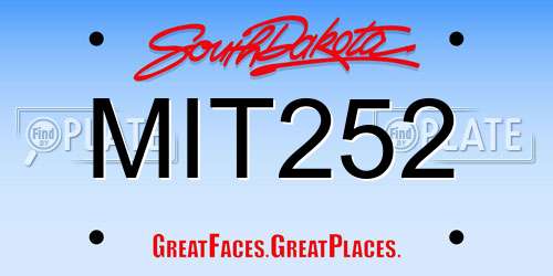 MIT252 South Dakota License Plate
