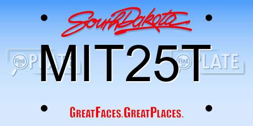 MIT25T South Dakota License Plate