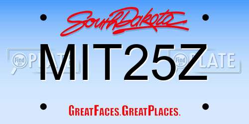 MIT25Z South Dakota License Plate