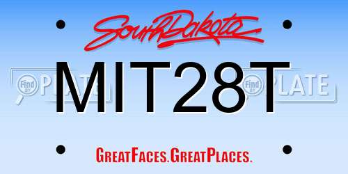 MIT28T South Dakota License Plate