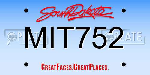 MIT752 South Dakota License Plate