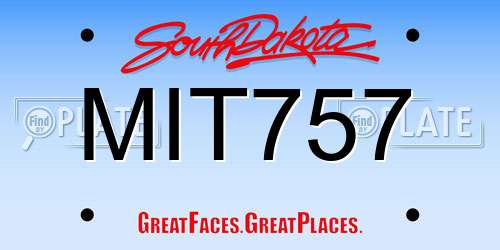 MIT757 South Dakota License Plate