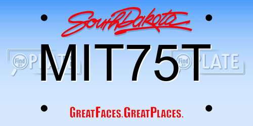 MIT75T South Dakota License Plate