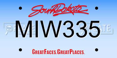 MIW335 South Dakota License Plate