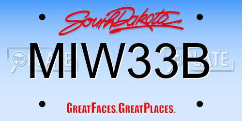 MIW33B South Dakota License Plate