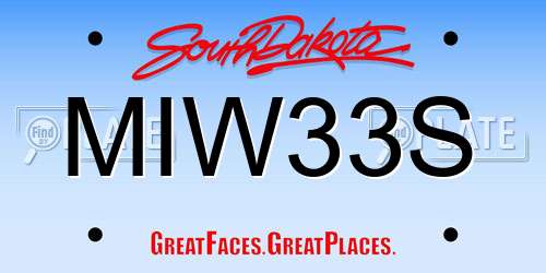 MIW33S South Dakota License Plate