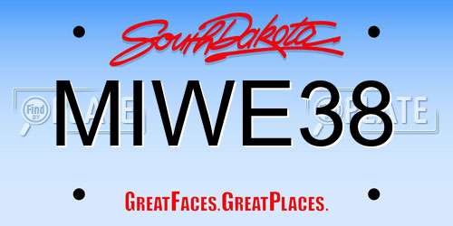MIWE38 South Dakota License Plate