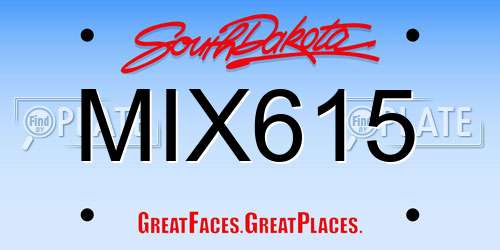 MIX615 South Dakota License Plate