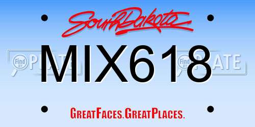 MIX618 South Dakota License Plate