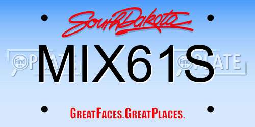 MIX61S South Dakota License Plate