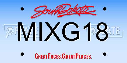 MIXG18 South Dakota License Plate