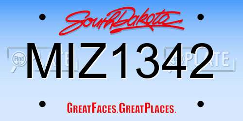 MIZ1342 South Dakota License Plate