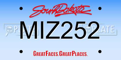 MIZ252 South Dakota License Plate