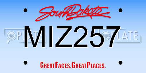 MIZ257 South Dakota License Plate